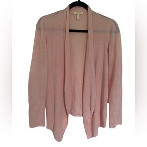 Eileen Fisher Organic Linen Soft Pink Lightweight Open Front Cardigan PP